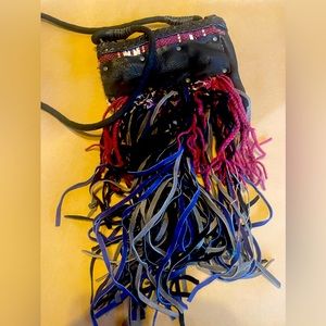 FREE PEOPLE belt goes on beaded boho hippie festival bag/purse crossbody